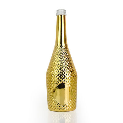 Glasbasis 500 ml 750 ml Gold-elektroplatierte Weinflasche mit Versiegelung aus Kork