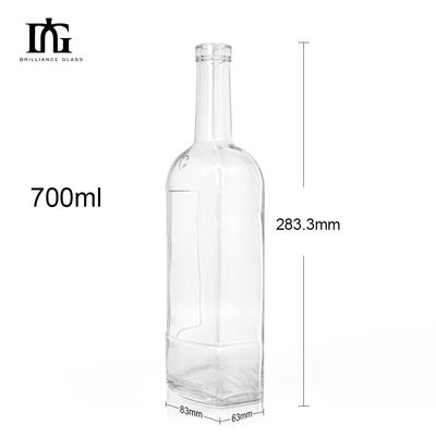 750 ml 700 ml 500 ml Einzigartige Form Wodka Spirituosen Gin Rum Klarglas Alkoholflasche mit Kork