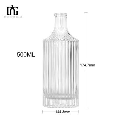 Klarer Kristall Rum Gin Wodka Flasche Top Verkauf 360 ml 500 ml 700 ml Custom für Liquor Glasflasche