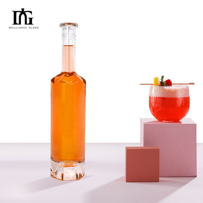 Whisky Wodka Gin Rum 700 ml Runde klare Glasflasche mit Korken und Schraubkappe