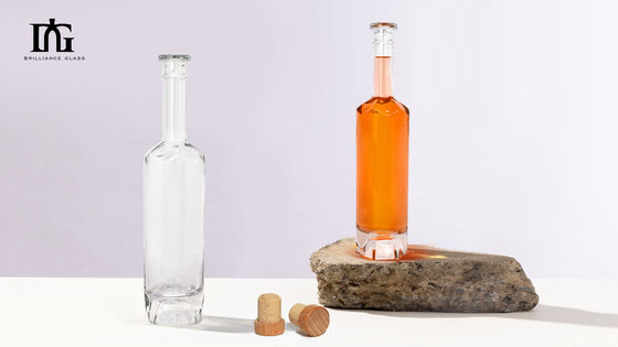 Whisky Wodka Gin Rum 700 ml Runde klare Glasflasche mit Korken und Schraubkappe