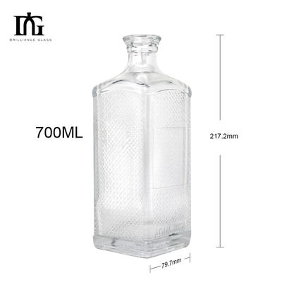 Speziell angefertigte Glasflasche mit erhöhtem Boden 700 ml Kapazität für Spirituosen Whisky Wodka Gin Tequila