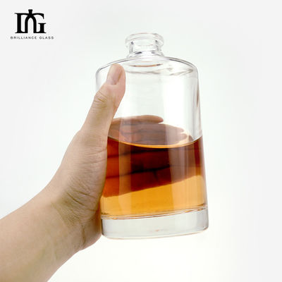 Glaskragen 500 ml Durchsichtiges Rundes Leeres Flint Glas Alkohol Wein Whisky Wodka Flasche mit versiegeltem Korkkappe