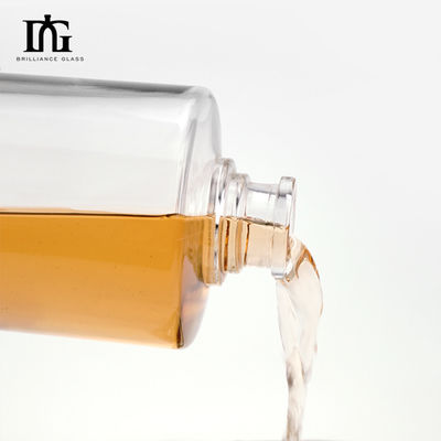 Glaskragen 500 ml Durchsichtiges Rundes Leeres Flint Glas Alkohol Wein Whisky Wodka Flasche mit versiegeltem Korkkappe