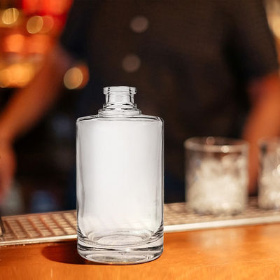 Glaskragen 500 ml Durchsichtiges Rundes Leeres Flint Glas Alkohol Wein Whisky Wodka Flasche mit versiegeltem Korkkappe