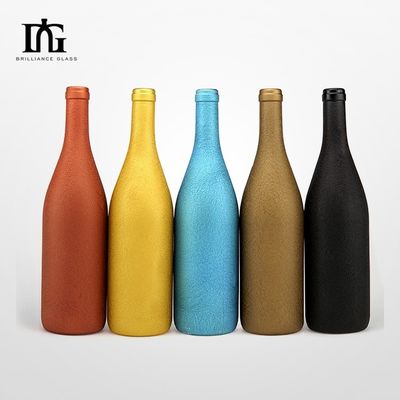 2024 Burgunder Weinflasche mit Sandstrahl 700 ml 750 ml Siebdruck Warmstempelmalerei