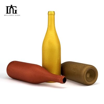 2024 Burgunder Weinflasche mit Sandstrahl 700 ml 750 ml Siebdruck Warmstempelmalerei