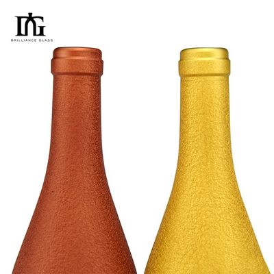 2024 Burgunder Weinflasche mit Sandstrahl 700 ml 750 ml Siebdruck Warmstempelmalerei