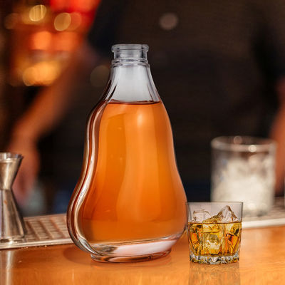 1000 ml individuell angefertigte klare Glasflasche Whisky Glasflasche mit Korken und Schraubkappe