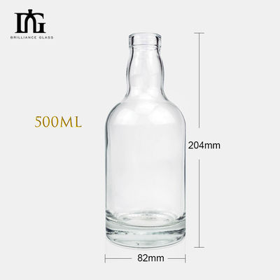 375 ml 500 ml kurze Whisky Kristallglasflasche mit Heißprägung und Elektroplattierung