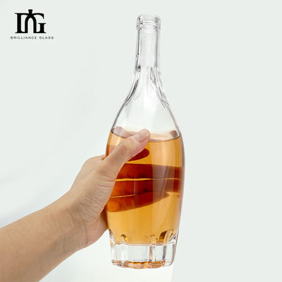 700 ml Rundform Spirituosen Wodka Gin Tequila Whiskey Glasflasche mit Korken und dickem Boden