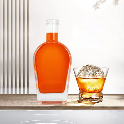Whisky Liquor Gin Rum Wodka Glasflasche mit Glaskork 450ml 700ml 750ml Kragenmaterial