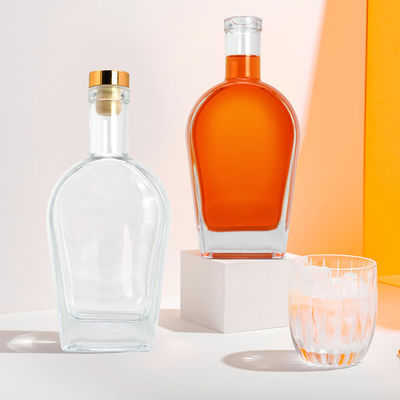 Whisky Liquor Gin Rum Wodka Glasflasche mit Glaskork 450ml 700ml 750ml Kragenmaterial