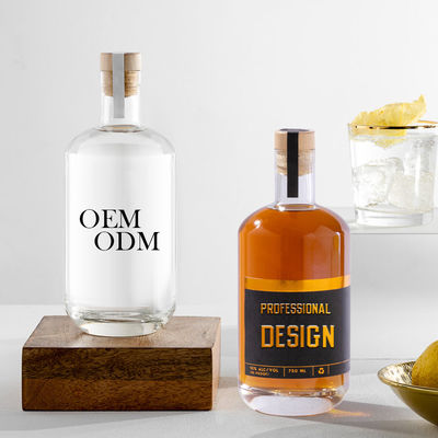 375 ml durchsichtige, runde, leere Super-Flint-Glas-Flasche Alkoholwein, Whisky, Wodka und Tequila