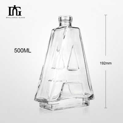Körpermaterial Glas Einzigartiges Custom A Form Klares Glas Spirituosenflasche 500ml 700ml
