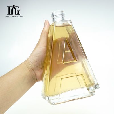 Körpermaterial Glas Einzigartiges Custom A Form Klares Glas Spirituosenflasche 500ml 700ml