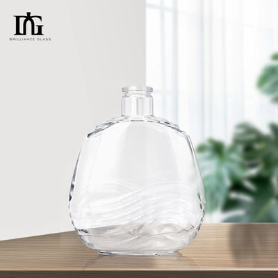 750 ml Glasklare rund 700 ml Glas Spirituosenflaschen für Whisky und Brandy TJ008