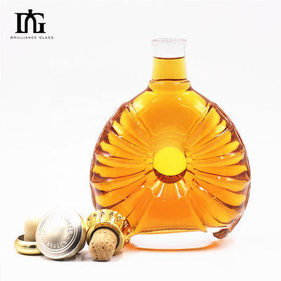 Whisky rund 500 ml 750 ml Tequila Whiskey Gin Rum Brandy Wodka Glasflaschen für Spirituosen